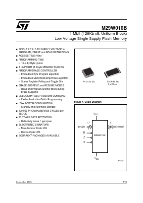 M29W010B70K1 Datasheet PDF STMicroelectronics