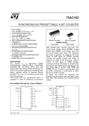74AC163B Datasheet PDF STMicroelectronics