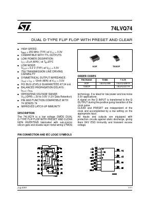 74LVQ74TTR Datasheet PDF STMicroelectronics
