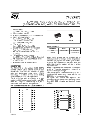74LVX573TTR Datasheet PDF STMicroelectronics