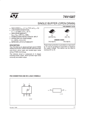 74V1G07C Datasheet PDF STMicroelectronics