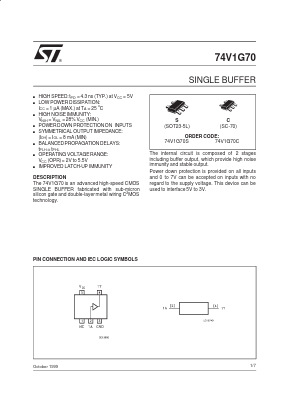 74V1G70C Datasheet PDF STMicroelectronics