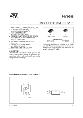 74V1G86S Datasheet PDF STMicroelectronics