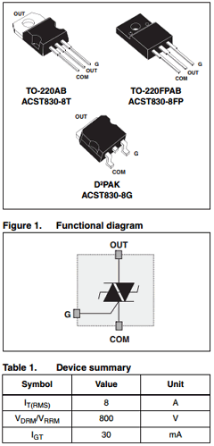 ACST830-8GTR Datasheet PDF STMicroelectronics