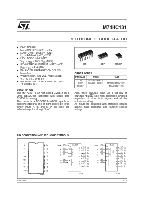 M74HC131TTR Datasheet PDF STMicroelectronics