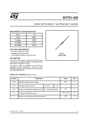 BYT01-400 Datasheet PDF STMicroelectronics