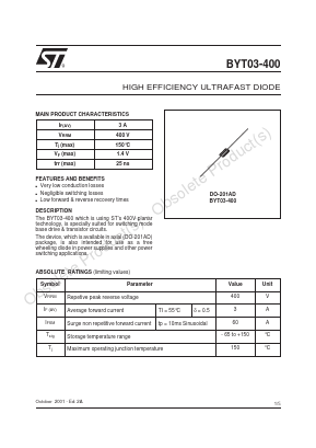 BYT03-400RL Datasheet PDF STMicroelectronics
