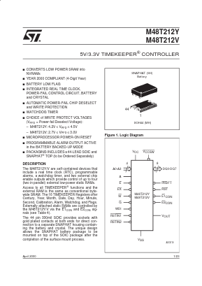 M48T212V Datasheet PDF STMicroelectronics
