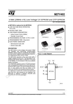 M27V402-150K1TR Datasheet PDF STMicroelectronics