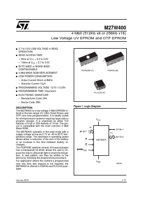 M27W400 Datasheet PDF STMicroelectronics