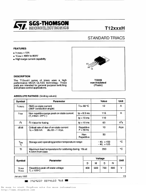 T1210DH Datasheet PDF STMicroelectronics