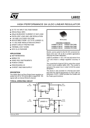 L6932 Datasheet PDF STMicroelectronics