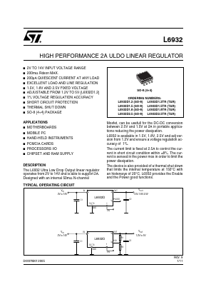 L6932 Datasheet PDF STMicroelectronics