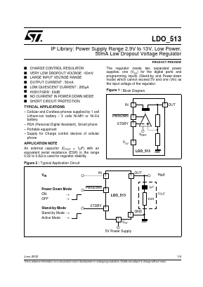 LDO513 Datasheet PDF STMicroelectronics