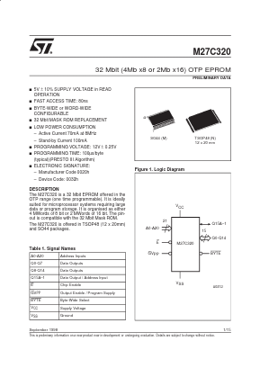 M27C320-120N1 Datasheet PDF STMicroelectronics