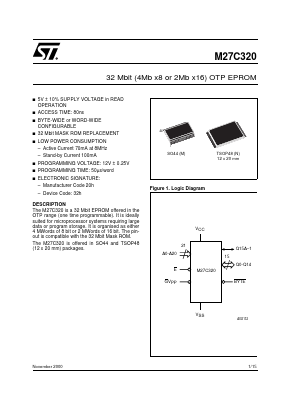 M27C320-80M3 Datasheet PDF STMicroelectronics