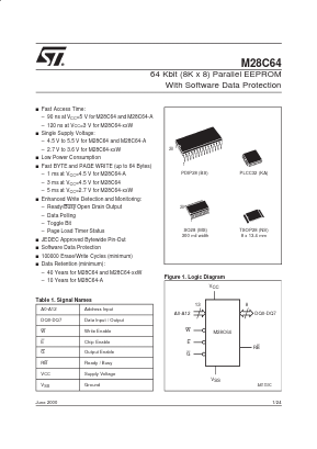 M28C64-25NS6T Datasheet PDF STMicroelectronics