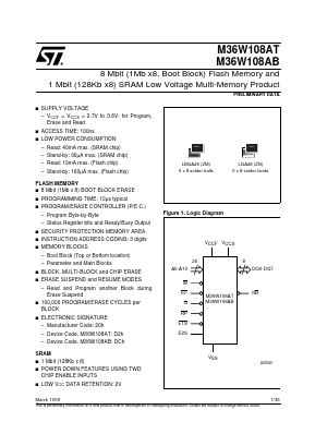 M36W108AB120ZM1T Datasheet PDF STMicroelectronics
