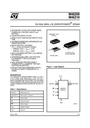 M48Z08-70PC6 Datasheet PDF STMicroelectronics
