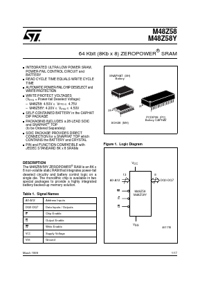 M48Z58-70PC1 Datasheet PDF STMicroelectronics