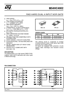 M54HC4002D1 Datasheet PDF STMicroelectronics