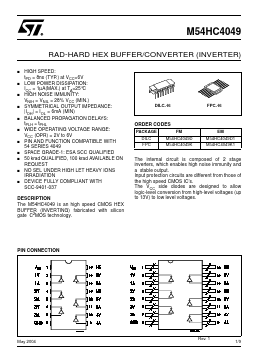 M54HC4049D1 Datasheet PDF STMicroelectronics
