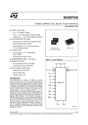 M58BF008 Datasheet PDF STMicroelectronics