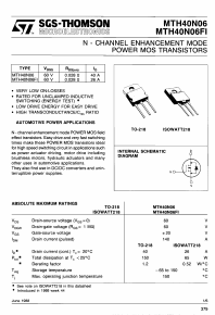 MTH40N06 Datasheet PDF STMicroelectronics