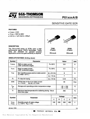 P0111AB Datasheet PDF STMicroelectronics