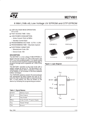 M27V801-120K1TR Datasheet PDF STMicroelectronics