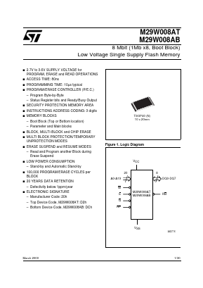 M29W008AT90N1 Datasheet PDF STMicroelectronics