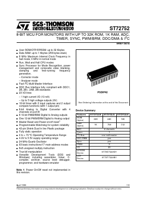 ST72752J6 Datasheet PDF STMicroelectronics