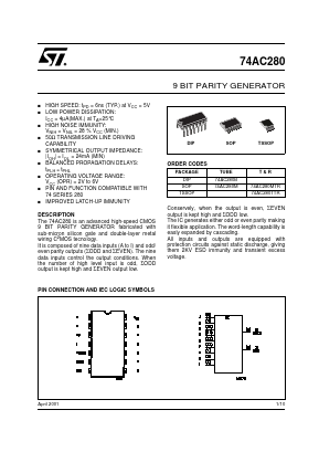 74AC280B Datasheet PDF STMicroelectronics