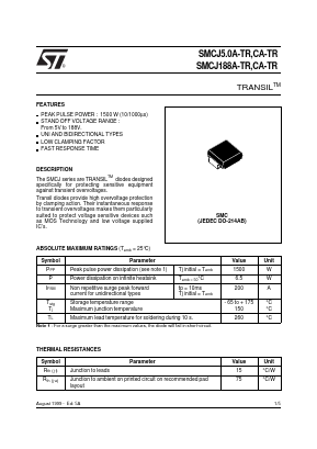 SMCJ33A-TR Datasheet PDF STMicroelectronics