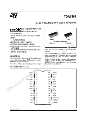 TDA7467 Datasheet PDF STMicroelectronics