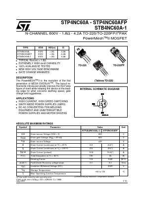 STB4NC60A-1 Datasheet PDF STMicroelectronics
