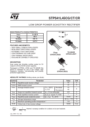 STPS41L45CG Datasheet PDF STMicroelectronics