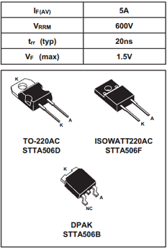 STTA506D Datasheet PDF STMicroelectronics