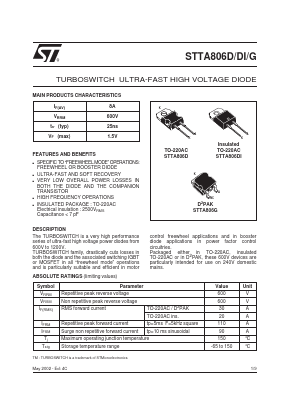 STTA806G-TR Datasheet PDF STMicroelectronics