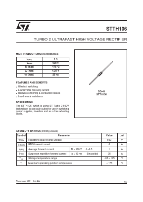 STTH106RL Datasheet PDF STMicroelectronics