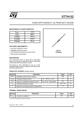 STTH152 Datasheet PDF STMicroelectronics