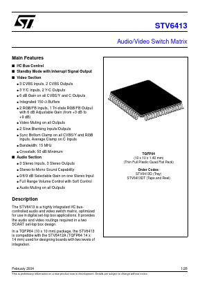 STV6413DT Datasheet PDF STMicroelectronics