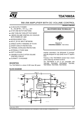 TDA7494SA Datasheet PDF STMicroelectronics