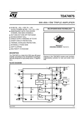 TDA7497S Datasheet PDF STMicroelectronics