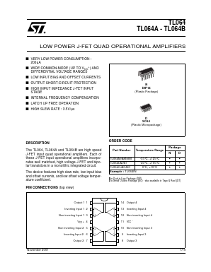TL064AI Datasheet PDF STMicroelectronics