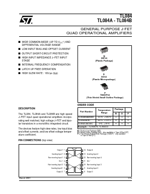 TL084AI Datasheet PDF STMicroelectronics