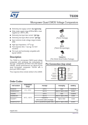 TS339 Datasheet PDF STMicroelectronics