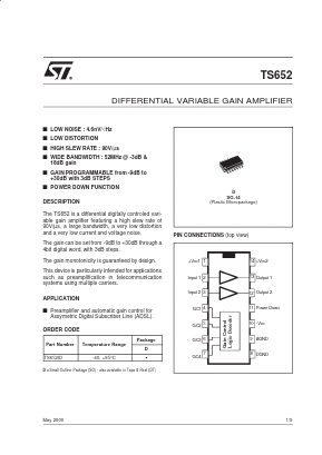 TS652IDT Datasheet PDF STMicroelectronics