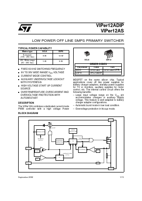 VIPER12 Datasheet PDF STMicroelectronics