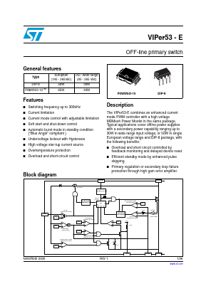 VIPER53SPTR-E Datasheet PDF STMicroelectronics